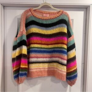Mohair Handknit Striped Sweater